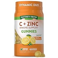 Vitamin C Gummies with Zinc for Adults | 60 Count | Immune Support Supplement | Vegan, Non GMO & Gluten Free | by Natures Truth