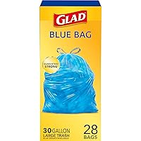 Glad Recycling Trash Drawstring Translucent Blue 30 Gallon 6/28ct