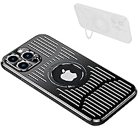KONSAELR Hollow Heat Dissipation Case for iPhone15/15 Pro/15 Plus/15 Pro Max, with Invisible Stand [Compatible with Magsafe] Mechanical Style | Aluminum Alloy Metal Case,Black,15