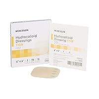 Hydrocolloid Dressing, Sterile, Thin, 4 in x 4 in, 10 Count, 1 Pack