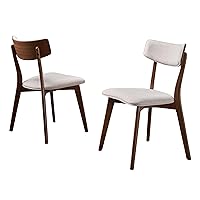 Christopher Knight Home Abrielle Mid-Century Modern Dining Chairs with Rubberwood Frame, 2-Pcs Set, Light Beige / Natural Walnut