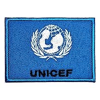 Kleenplus 1.7X2.6 INCH. UNICEF Flag Patch Tactical Military Square Shape Flag Embroidered Patches Country Flag Stickers Embroidery Craft Decoration Jackets Hat Clothing Bags