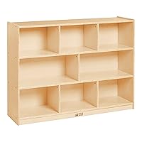 ECR4Kids 8-Compartment Mobile Storage Cabinet, 36in, Classroom Furniture, Natural