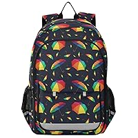 ALAZA Rainbow Umbrellas Dark Backpack Bookbag Laptop Notebook Bag Casual Travel Daypack for Women Men Fits15.6 Laptop