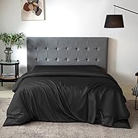 THXSILK Silk Duvet Cover, 100% 7A+ Mulberry Silk Comforter Cover, Seamless, Breathable, Easy Care Zipper Closure, 1 Duvet Cover Only - Cal King, Black