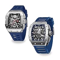 WISHDOIT Chronograph Mens Watch Luxury Tonneau Watch