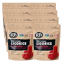 RJ's Soft Australian Licorice, Natural Raspberry Flavor, Resealable Bag, 7.05 Ounce (8-Pack) | Non-GMO, No Palm Oil, Plant Based | Soft & Chewy Licorice Candy, Batch Made in Australia