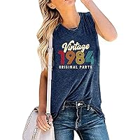 40th Birthday Gift Womens Tank Tops Vintage 1984 Original Parts Round Neck Sleeveless Casual Tee Shirt for Women