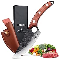 Huusk Viking Knife, Japanese Meat Cleaver Knives Forged Boning Knife with Sheath, High Carbon Steel Japan Butcher Fillet Knife Chef Knives for Kitchen, Camping
