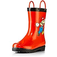 Nintendo Super Mario Boys Waterproof Easy-On Handles Rubber Rain Boots - Toddler and Little Kids