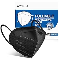 WWDOLL KN95 Face Mask 25 Pack, 5-Layers Breathable KN95 Masks, Black