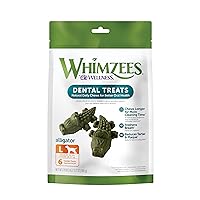 WHIMZEES by Wellness Alligator Natural Dental Chews for Dogs, Long Lasting Treats, Grain-Free, Freshens Breath, Large Breed, 6 count