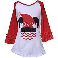 Little Girls Raglan Tshirt Holiday Christmas Party Top T-Shirt Tee Shirt Blouse