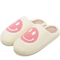 Retro Fuzzy Face Slippers Women Men Non-Slip Couple Style Casual Smile Face Slippers Retro Soft Fluffy Warm Home Lightweight Slip-on Cute Cozy Indoor Outdoor Memory Foam Face Slippers