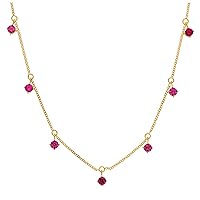 jewellerybox Gold Plated Sterling Silver Multi Ruby CZ July Necklace 16+2 Inch