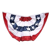 American Flag Bunting Patriotic Pleated Half Fan Flag USA Porch 1.5x3 Feet 2 