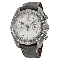 Omega Speedmaster Professional Grey Side of The Moon Chronograph Automatic Sandblasted Platinum Dial Grey Leather Men's