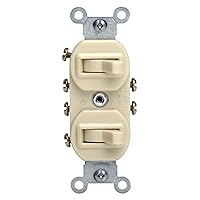 Leviton 5243-I 15 Amp, 120/277 Volt, Duplex Style Two 3-Way Combination Switch, Commercial Grade, Ivory