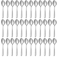 Pleafind 36-Pcs Dinner Spoons Set (7.4 inch), Spoons Silverware, Stainless Steel Spoon, Silver Spoons, Mirror Polished Tablespoon, Silverware Spoons for Home, Kitchen, Restaurant, Dishwasher Safe