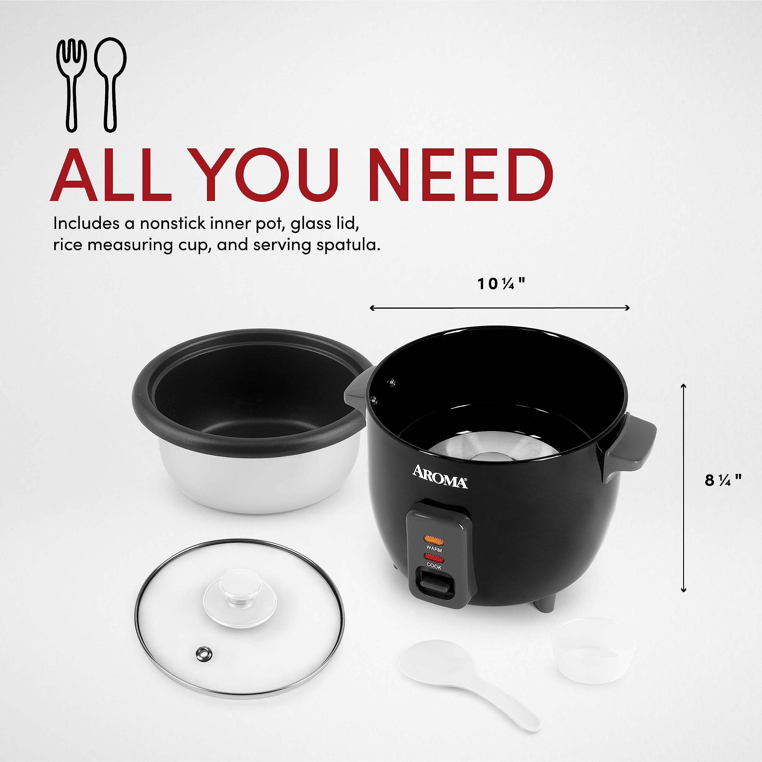 Aroma Housewares 6-Cup (Cooked) / 1.5Qt. Rice & Grain Cooker (ARC-363NGB),Black,6-Cup Cooked / 3-Cup Uncooked