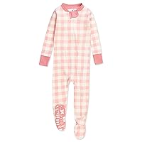 HonestBaby Non-Slip Footed Pajamas One-Piece Sleeper Jumpsuit Zip-Front Pjs 100% Organic Cotton for Baby Girls