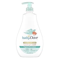 Baby Dove Sensitive Skin Care Baby Wash For Bath Time, Moisture Fragrance Free and Hypoallergenic, Washes Away Bacteria 20 oz