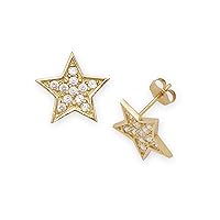 14k Yellow Gold CZ Cubic Zirconia Simulated Diamond Big Star Fancy Post Earrings Measures 12x12mm Jewelry for Women