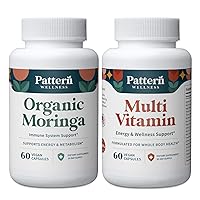 Pattern Wellness 2-Pack Multivitamin & Organic Moringa Supplements - Whole Body Health - Cell Defense & Antioxidant Support - 120 Vegan Capsules