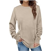 Ceboyel Womens 2023 Fall Tops Solid Color Shirts Tunic Long Sleeve T Shirt Tee Dressy Causal Blouses Going Out Ladies Clothes