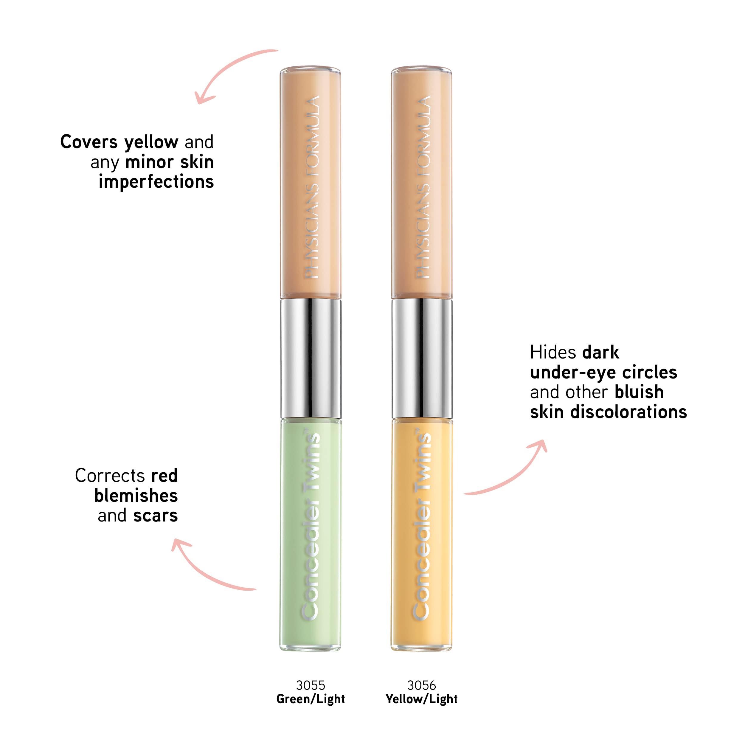 Physicians Formula Cream Dual-Ended Concealer Stick Yellow/Light, Neutralizing, Dark Circles, Scars, Blemishes, Eyes