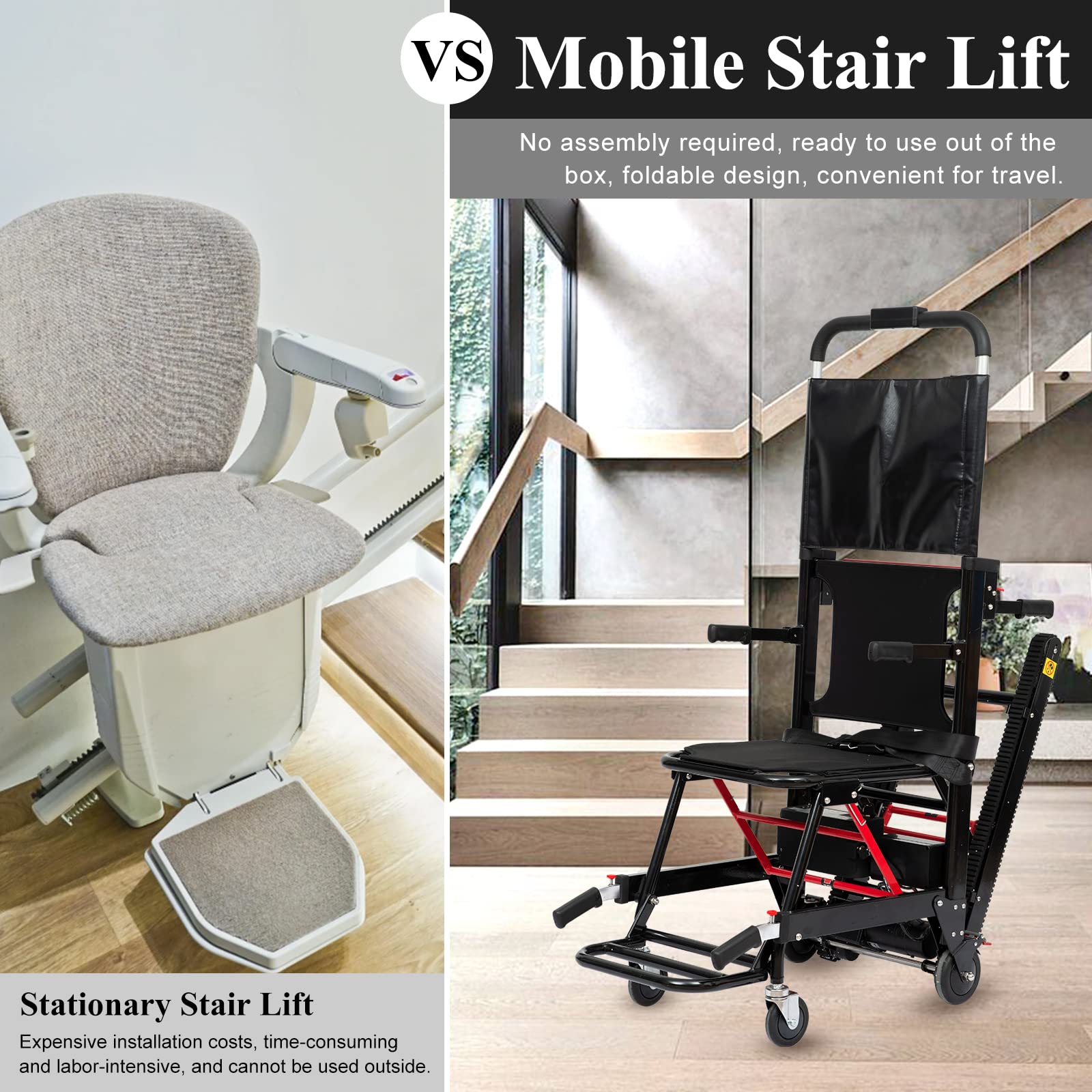 YFFSOW stǎir clím-bińg Wheelchair, Foldable stǎir lǐft nùrsing Care Tool, Daily Living Auxiliary Home Elevator, No Installation Required, Easy to use