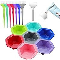 Patelai 7-Color Hair Coloring Brush and Bowl Set, Rainbow Hair Dye, with Key Tube Squeezer, Salon Hair Coloring Dyeing Kit-Mixing Bowl