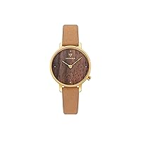 Kerbholz - Wooden Watch Women's - Emma Vegan - Small Analogue Quartz Women's Watch with Real Wood Dial - Watch Strap Made of Vegan Paper Material - Lightweight Watch for Women Made of High-Quality