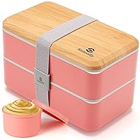 Bento Box for Kids and Adults, Stackable Japanese Bento Lunch Box Containers for Teens/Women with Compartments(47oz),Modern Lunch Containers with Utensil Set,Leak-Proof Lunchbox,Rectangle