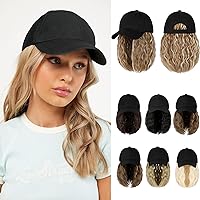 Hat Wig for Women Baseball Cap with Hair Extensions Adjustable Hat Attached 15