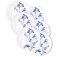 Sonemone Ink Flower Dessert Plates, Set of 6, 6 Inch Small Appetizer Plates, for Cake, Snacks, Ice Cream, Side Dish, Ceramic, Microwave & Dishwasher Safe