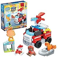 MEGA BLOKS Paw Patrol Marshall's City Fire Rescue Toy Building Set With 32 Jr. Bricks, Marshall and Zuma Figures, Gift Set For Boys and Girls, Ages 3+