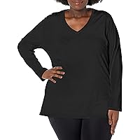 JUST MY SIZE Women's Plus Size Vneck Long Sleeve Tee