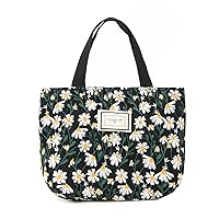 Women's Tote Bag Mini Flowers Embroidered Handbag Small Cellphone Purse Canvas Hobo Bag