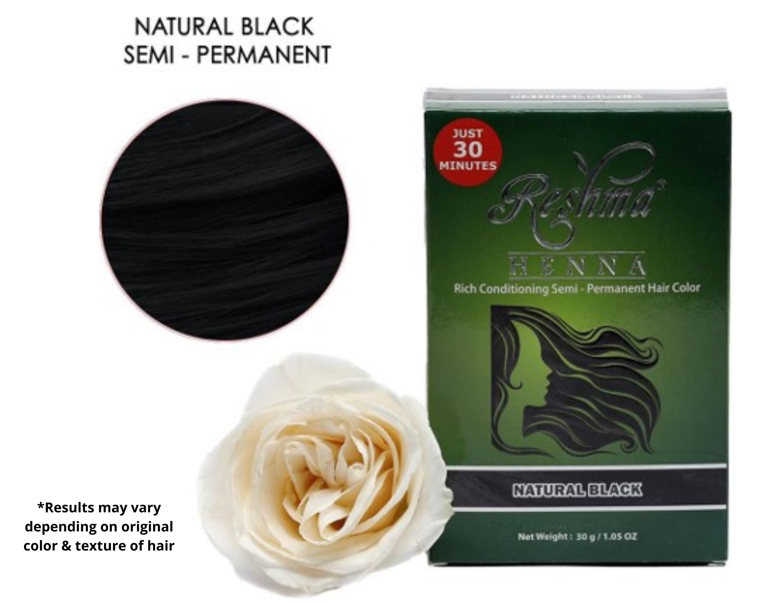 Reshma Beauty 30 Minute Henna Hair Color Infused with Goodness of Herbs (Natural Black, Pack Of 12)
