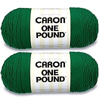 Caron One Pound Kelly Green Yarn - 2 Pack of 454g/16oz - Acrylic - 4 Medium (Worsted) - 812 Yards - Knitting/Crochet