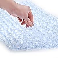 Original Soft Bath Tub Shower Mat 27.5 X 15.7, Non-Slip with Big Drain Holes, Suction Cups, Machine Washable, Bathroom Mats, Smooth/Non-Textured Surface Only (Clear, 27.5 X 15.7 Inch)