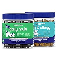 PupGrade 2-Pack Daily Multivitamin and Itch & Allergy Supplement for Dogs - All-in-One Formula for Digestive, Immune System, Allergies, Skin & Coat Health with Alaskan Salmon Fish Oil - 90 Chews Total