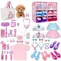 Meland Toys for Toddler Girls - Princess Dress up with Doctor Pretend Play Set