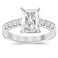 GIA Certified 1 Carat Radiant Cut/Shape 14K White Gold Classic Prong Set Diamond Engagement Ring with a 0.51 Carat, F Color, VVS1-VVS2 Internally Flawless Clarity Center Stone