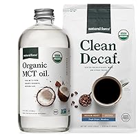 Natural Force Organic Ground Clean Decaf Coffee + Organic MCT Oil Bundle – 100% Pure Coconut MCTs & Mold & Mycotoxin Free Coffee – Non-GMO, Keto, Paleo, and Vegan - 10 Oz and 16 Oz