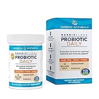Nordic Flora Probiotic Daily - 60 Capsules - 4 Probiotic Strains with 12 Billion Cultures - Optimal Wellness, Immune Support, Digestive Health - Non-GMO, Vegan - 30 Servings
