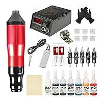 Professional Tattoo Machine Set Rotary Tattoo Pen -P1 Tattoo Power Supply with Cartridges Needles Tattoo Gun Kit Complete