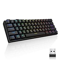 Tezarre TK61Pro Bluetooth/2.4G/USB 60% Mechanical Gaming Keyboard RGB Hotswappable PBT Keycaps Wireless/Wired Keyboard for Windows PC Gamer (Gateron Optical Blue)