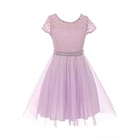 BluNight Elegant Floral Lace Top Tulle Pageant Party Flower Girl Dress 2-14 USA